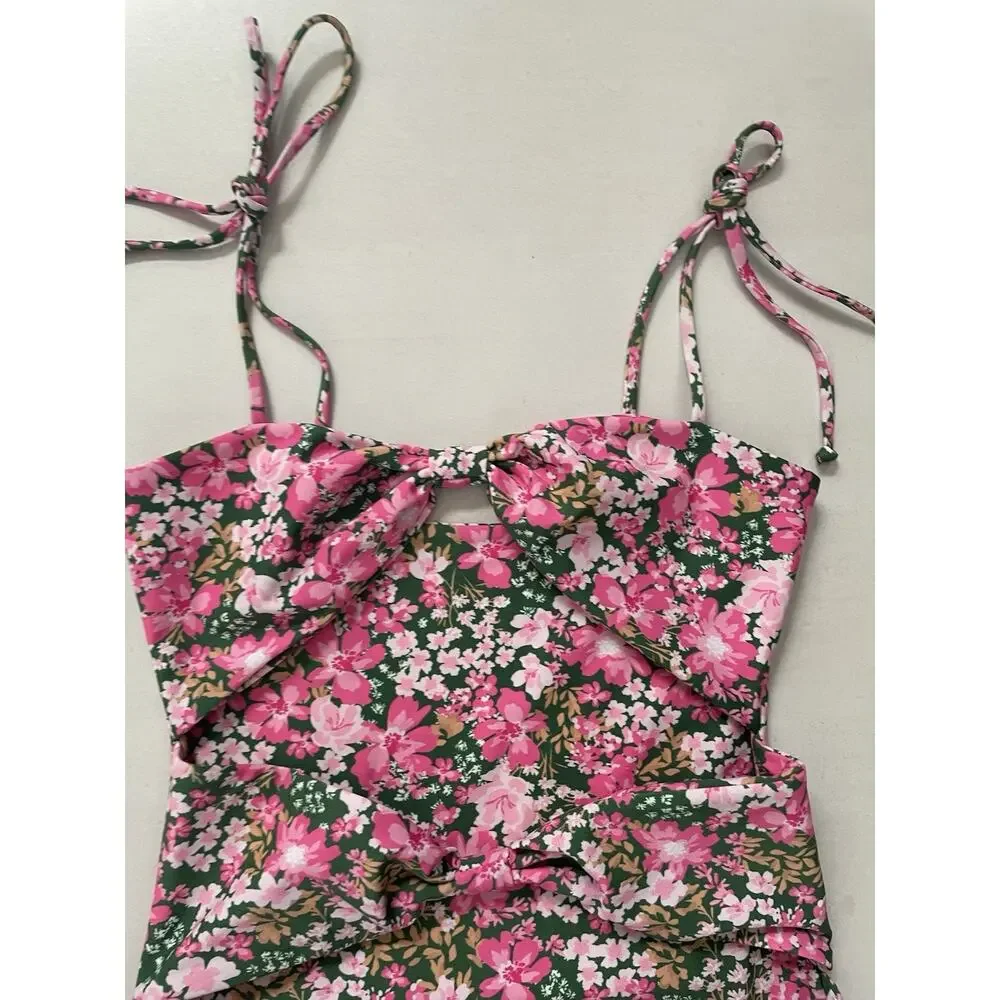Aila Blue Swim One Piece Swimsuit Carmella Ditsy Floral Beach Summer Coquette